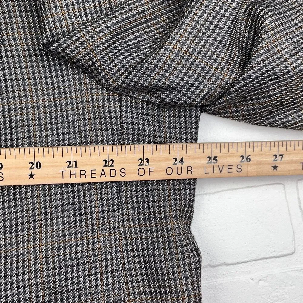 Chaps Blazer Men 48L‎ Gray Gold Prince Edward Plaid Silk Career Classic Party